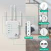 GUNCENG 2023 WiFi Extender5G Dual Band 1200Mbps Fastest Long Range Extenders Booster Covers Up to 8500 Sq.Ft and 40 Devices Wireless Internet Repeater Signal Amplifier for Home Easy Setup, white view 4