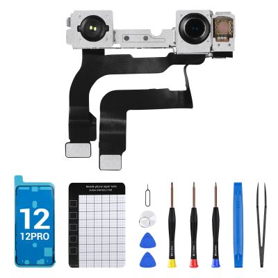CYKJGS for iPhone 12 Front Camera Replacement OEM for iPhone 12 Pro 12MP New Face Front Camera Part Facing Lens Module Transmitter Light Receiver Connector Repair Fix Tool Kit A2172 A2402 A2403 A2404