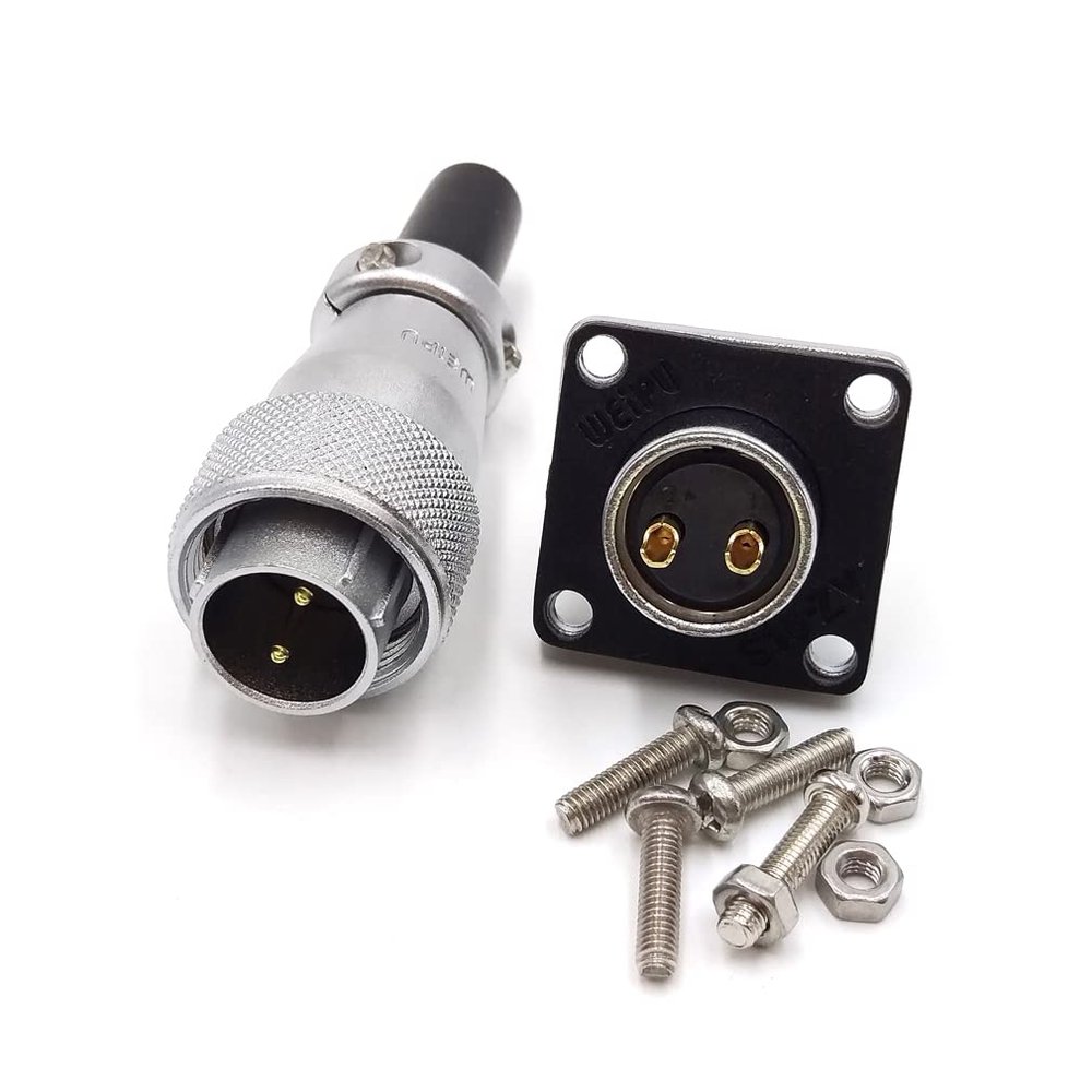 FORTTAR WEIPU WS16 2pin 3pin 4pin 5pin 7pin 9pin 10pin Waterproof Connector Male Female Metal Connector Panel Mount Connector Plug and Socket (2pin,Bulkhead, Male Plug)