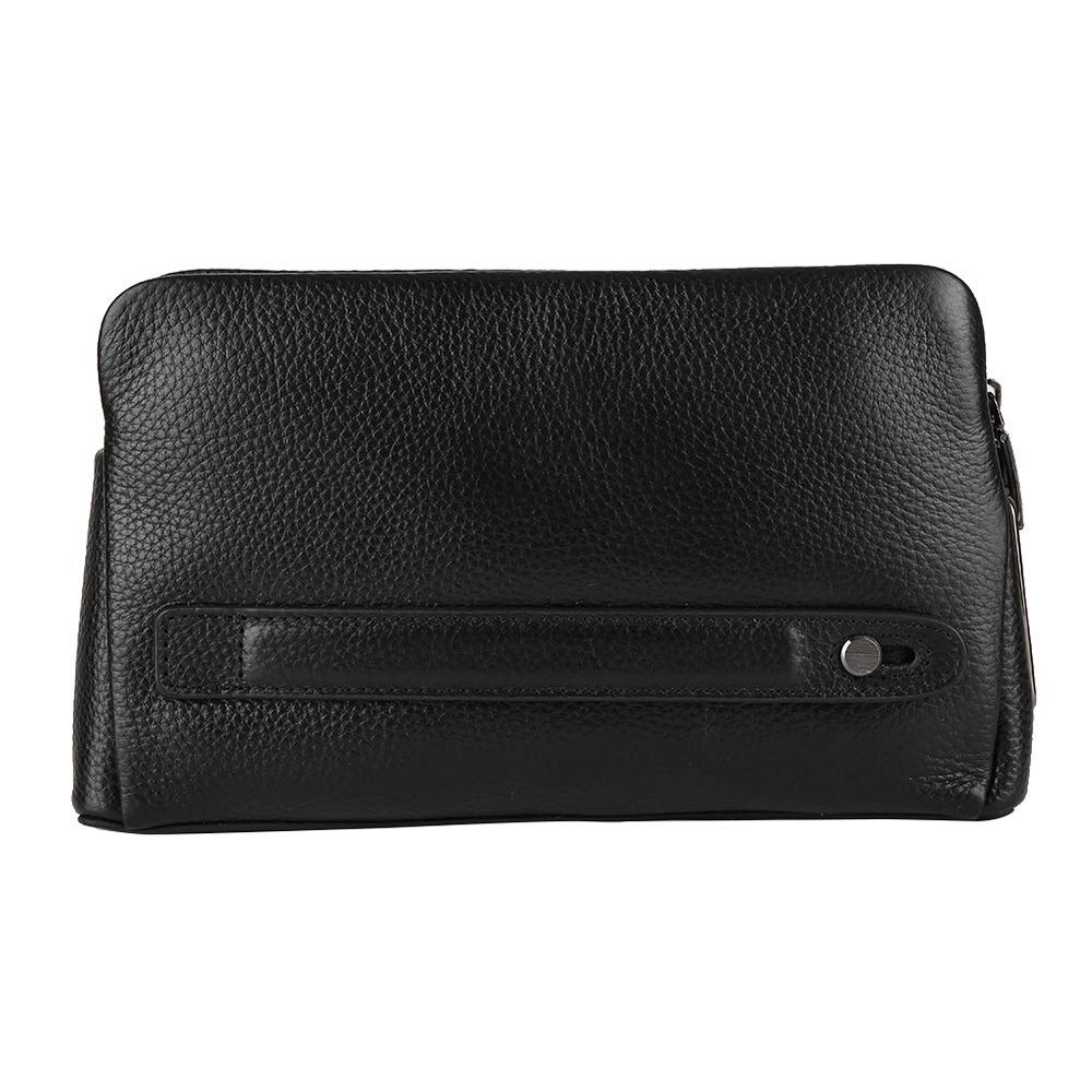 Smart Fingerprint Wallet, FL V1 Men Zipper Leather Wallet Smart Fingerprint Security Anti Theft Handbag Black
