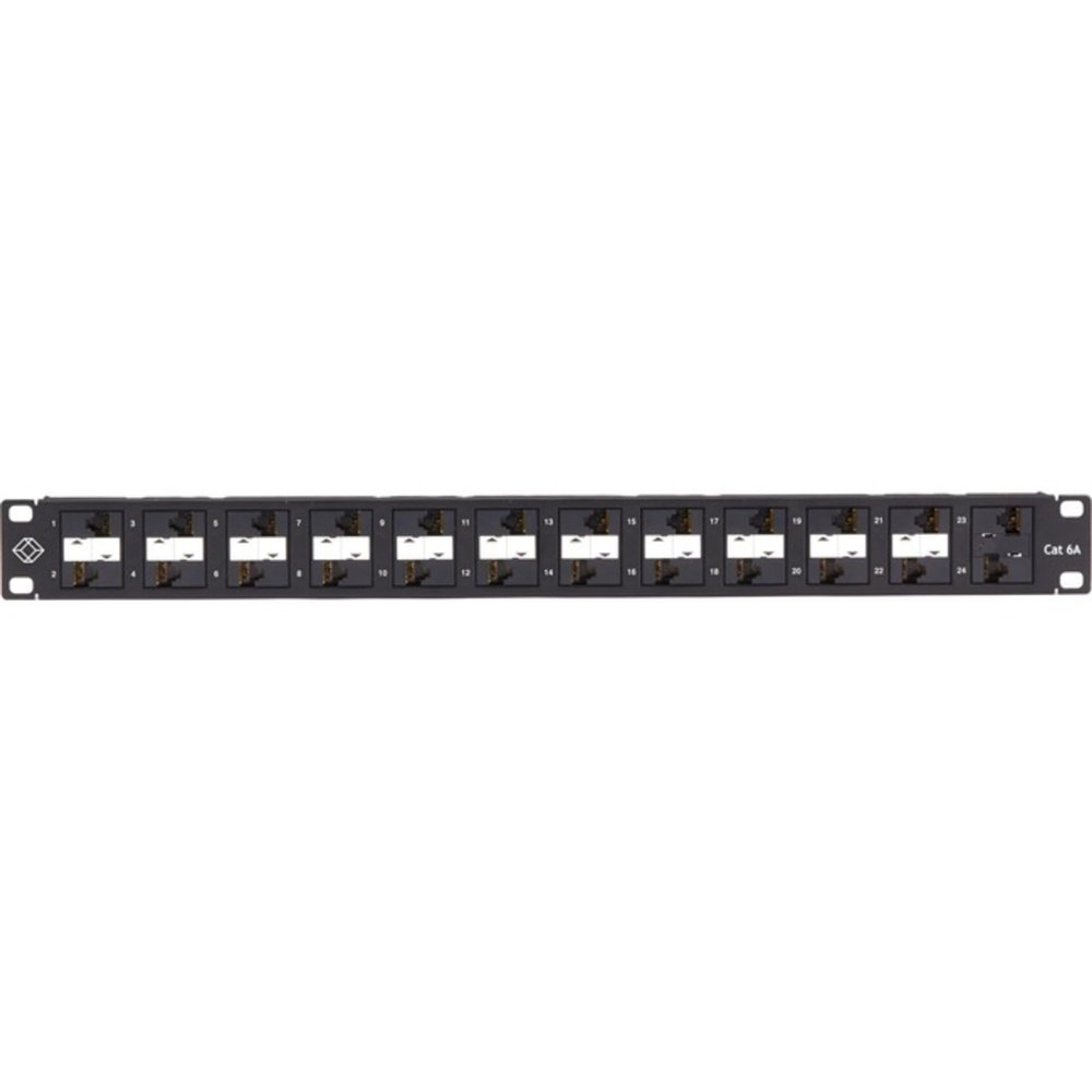 Black Box Network - C6APP70-24-R2 - Black Box Category 6A Panel - 24 Port(s) - 24 x RJ-45-1U High - Black Powder Coat