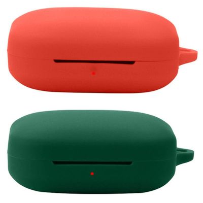 2 Pack DAYJOY Soft Silicone Protective Case Compatible with OnePlus Buds Pro 2(2023) Earbuds, Protective Skin Sleeve with Key Chain (red+Green)