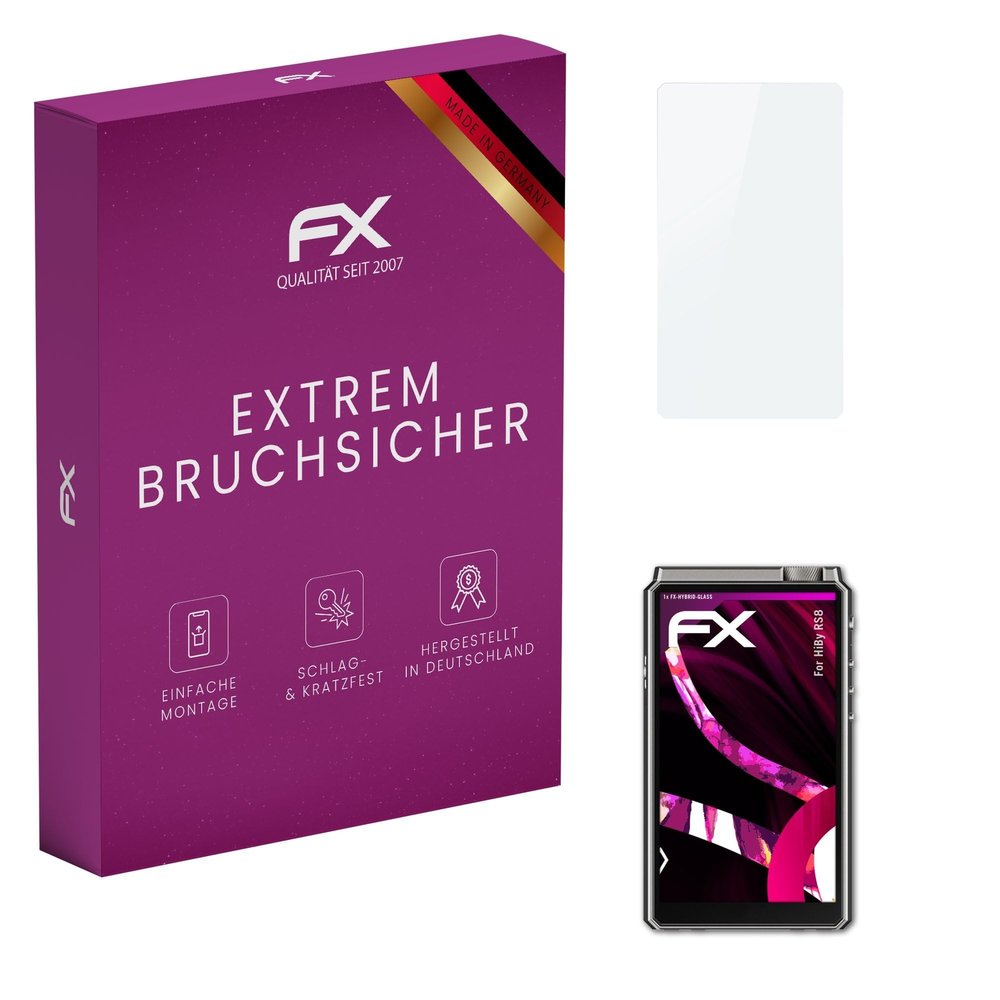 atFoliX Plastic Glass Protective Film compatible with HiBy RS8, 9H Hybrid-Glass FX Screen Protector