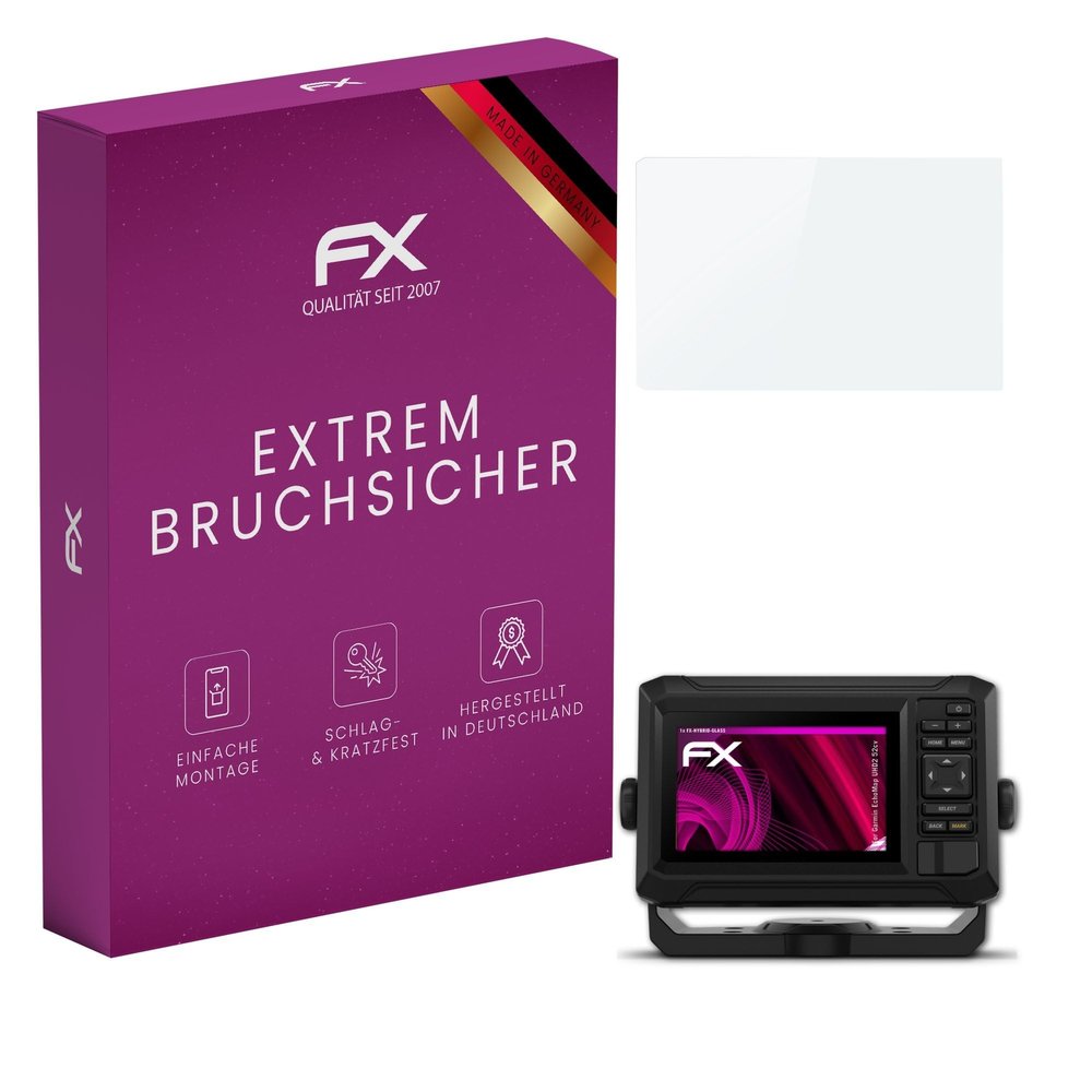 atFoliX Plastic Glass Protective Film compatible with Garmin EchoMap UHD2 52cv, 9H Hybrid-Glass FX Screen Protector