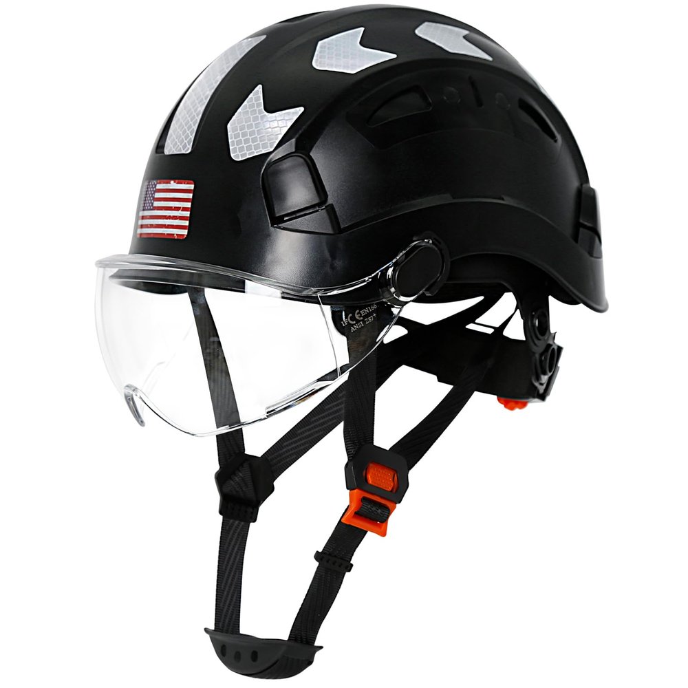 AOLAMEGS Construction Safety Hard Hat - ANSI Z89.1 OSHA Approved Safety Helmets with Visor, ABS Vented Hard Hats for Men Women Industrial, Lightweight Reflective 6-Point Suspension Worker Hardhat