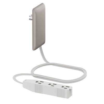 LIDER Flat-Face Outlet Extender with 3 Receptacles, Ultra-Thin Wall Plate Plug with Cord Extender and 3-Outlet Power Strip, 3ft Cord, LWE3-315-NK, ETL-Listed, Nickel