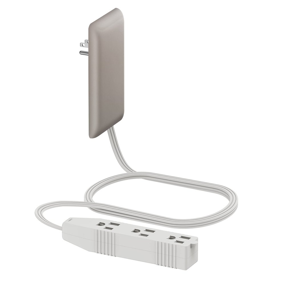 LIDER Flat-Face Outlet Extender with 3 Receptacles, Ultra-Thin Wall Plate Plug with Cord Extender and 3-Outlet Power Strip, 3ft Cord, LWE3-315-NK, ETL-Listed, Nickel