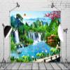 BELECO 12x8ft Fabric Mountain Lake Wonderland Backdrop for Photography Waterfalls Backdrop Mountain Pavilion Bridge Lotus Crane Spring Flowers Asian Landscape Painting Nature Backgroud Photo Props view 2