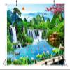 BELECO 12x8ft Fabric Mountain Lake Wonderland Backdrop for Photography Waterfalls Backdrop Mountain Pavilion Bridge Lotus Crane Spring Flowers Asian Landscape Painting Nature Backgroud Photo Props view 4