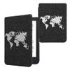 kwmobile Cover Compatible with Kobo Clara 2E / Tolino Shine 4 - Stitchwork Design Case - Travel Outline White/Dark Grey view 1