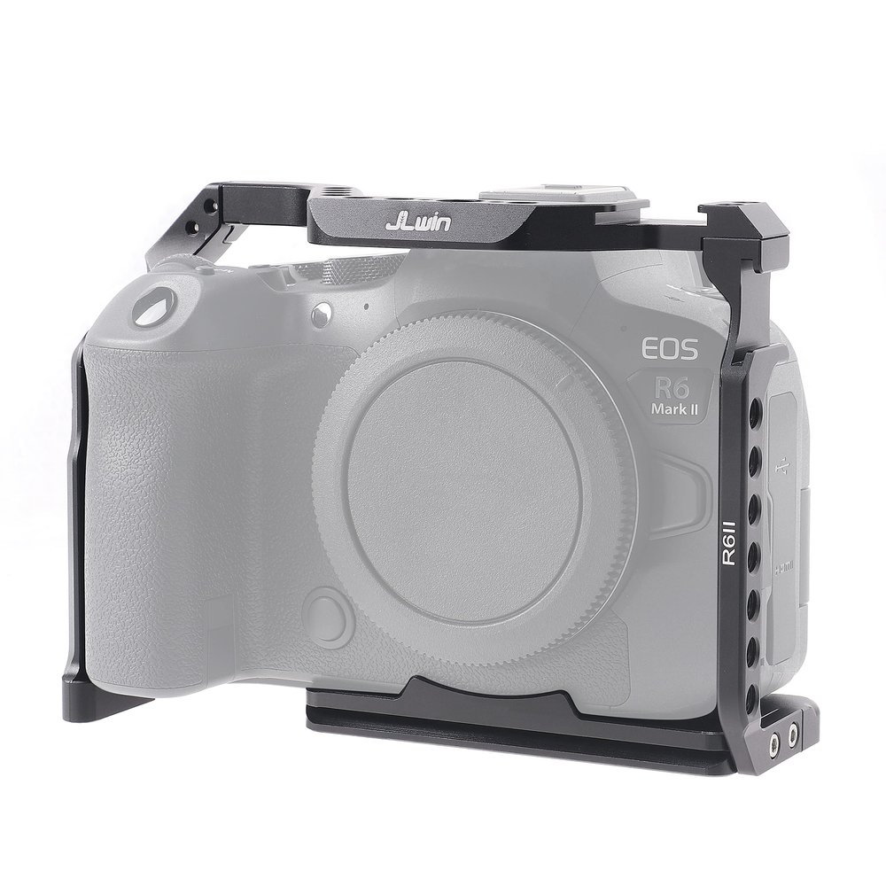 FocusFoto Camera Cage for Canon EOS R6 Mark II Mirrorless Camera, Aluminium Alloy Stabilizer Rig with Cold Shoe and 1/4" 3/8" Screw Mouting for Video Filmmaking