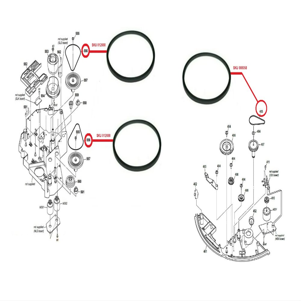 3X Motor Gear Belt (1x Door + 2X Drive Loading) Compatible with Sony CD/DVD/BR Players