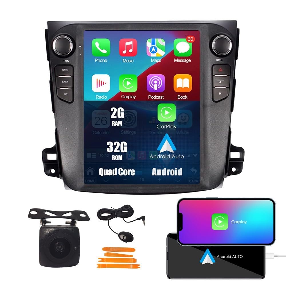 ZERTRAN Tesla Style 9.7 Inch Android 11 Autoradio Car Navigation Stereo Multimedia Player GPS Radio Replacement for Mitsubishi Outlander 2005 2006 2007 2008 2009 2010 2011 2012 Basic Version