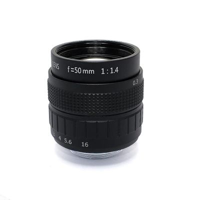 Megapixel C Mount 1MP 50mm Manual Iris Lens for HD CCTV Security DSLR Camera F1.4 2/3" inch Image Format Size Metal