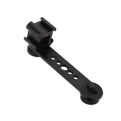 Universal Cold Shoe Mount Adapter with 1/4in and 3/8in Screw Holes Compatible for Photography Studio LED Light Stand Tripod DSLR Camera Cage Flash Monitor 4.8 X 1.65in (Black)