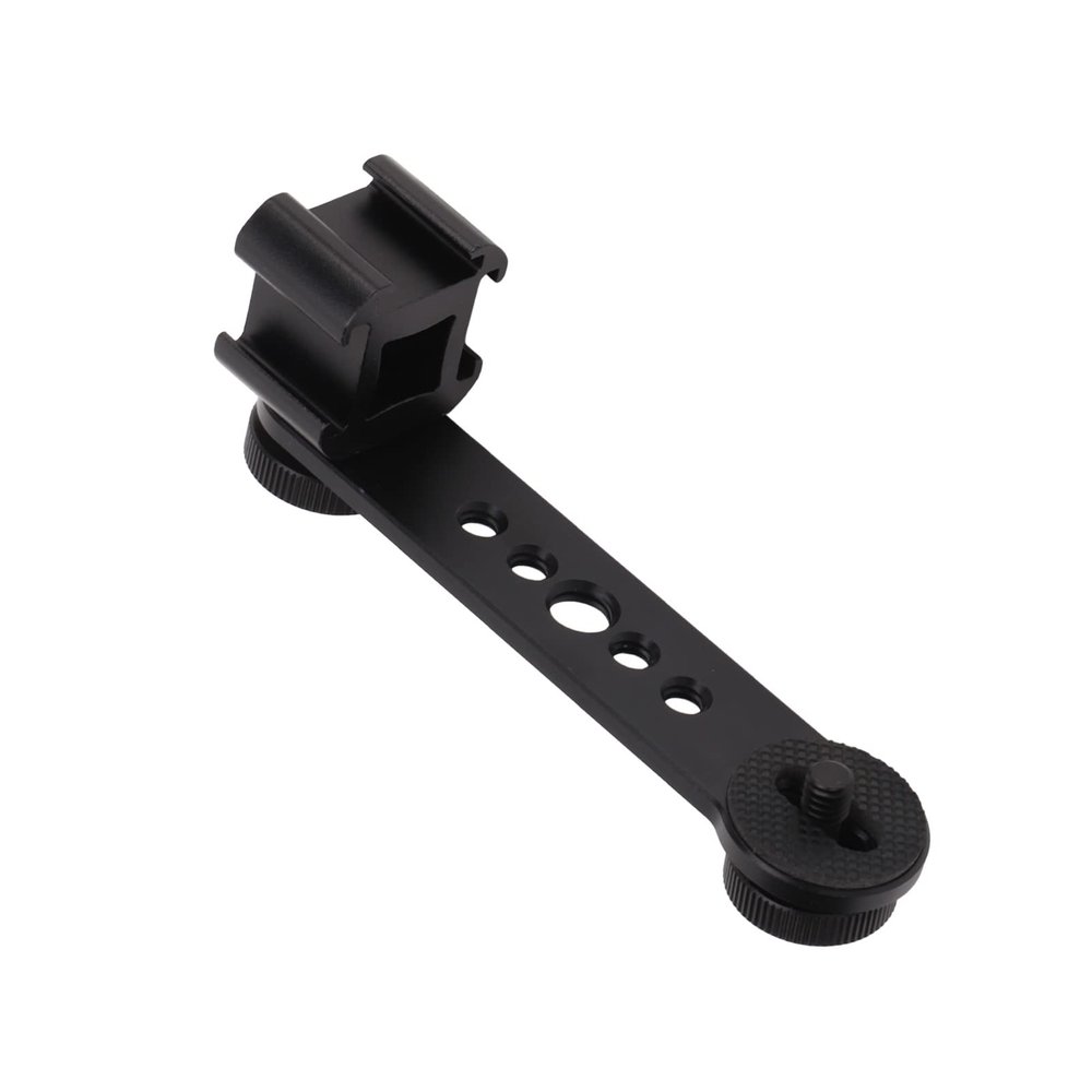 Universal Cold Shoe Mount Adapter with 1/4in and 3/8in Screw Holes Compatible for Photography Studio LED Light Stand Tripod DSLR Camera Cage Flash Monitor 4.8 X 1.65in (Black)