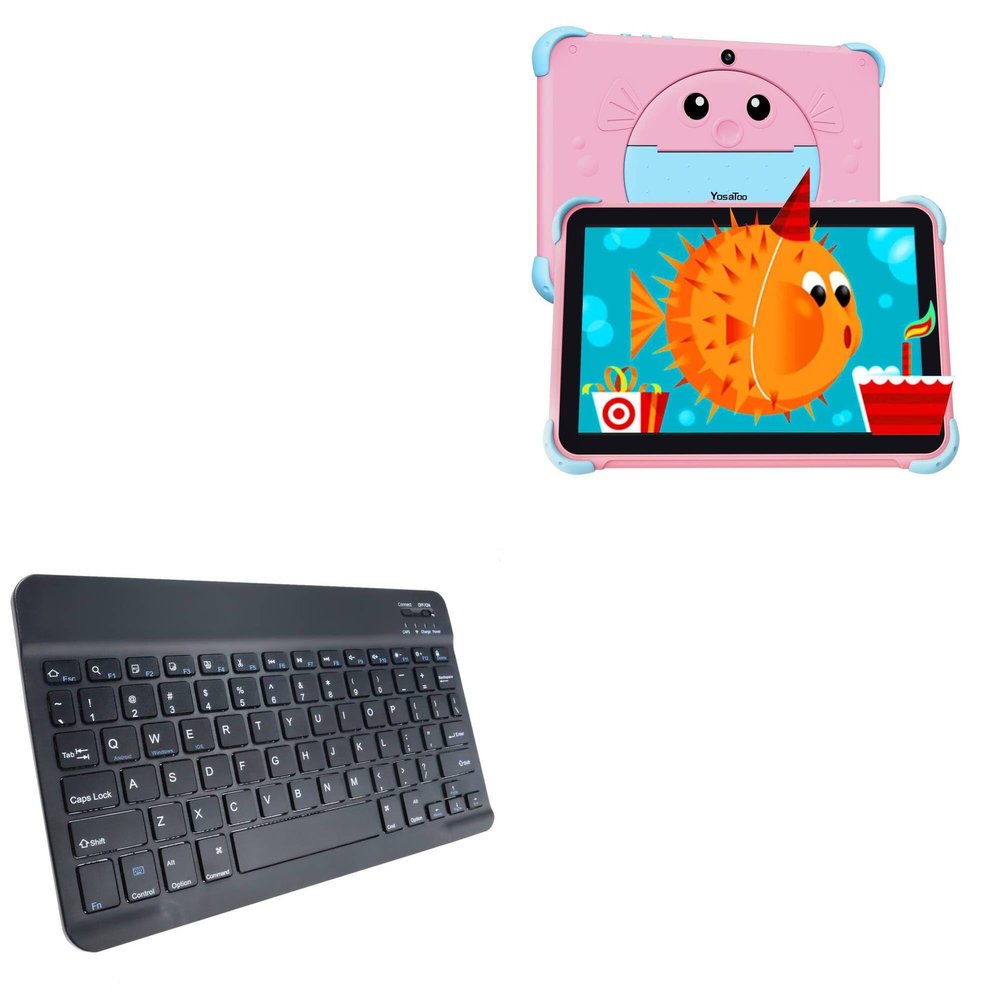 BoxWave Keyboard Compatible with YosaToo Android Tablet for Kids Y101 (10 in) - SlimKeys Bluetooth Keyboard, Portable Thin with Chiclet-Style Keys - Jet Black