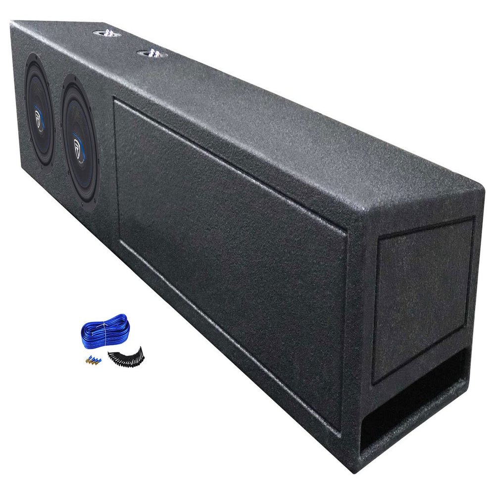 Rockville K5 W8K5S2 Bundle: (2) 8 in 800W Peak 200W RMS 2-Ohm Car Subwoofers, REC123 Dual 8 in Sub Box for Dodge 2019+ Crew Cab 1500/2500, Installation Kit, 4-Items