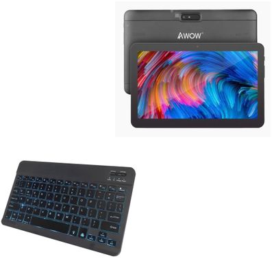BoxWave Keyboard Compatible with AWOW Android 10 Go Tablet MID-1085 (10.1 in) - SlimKeys Bluetooth Keyboard - with Backlight, Portable Slim LED 7 Colors - Jet Black