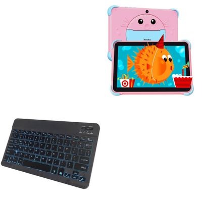 BoxWave Keyboard Compatible with YosaToo Android Tablet for Kids Y101 (10 in) - SlimKeys Bluetooth Keyboard - with Backlight, Portable Slim LED 7 Colors - Jet Black