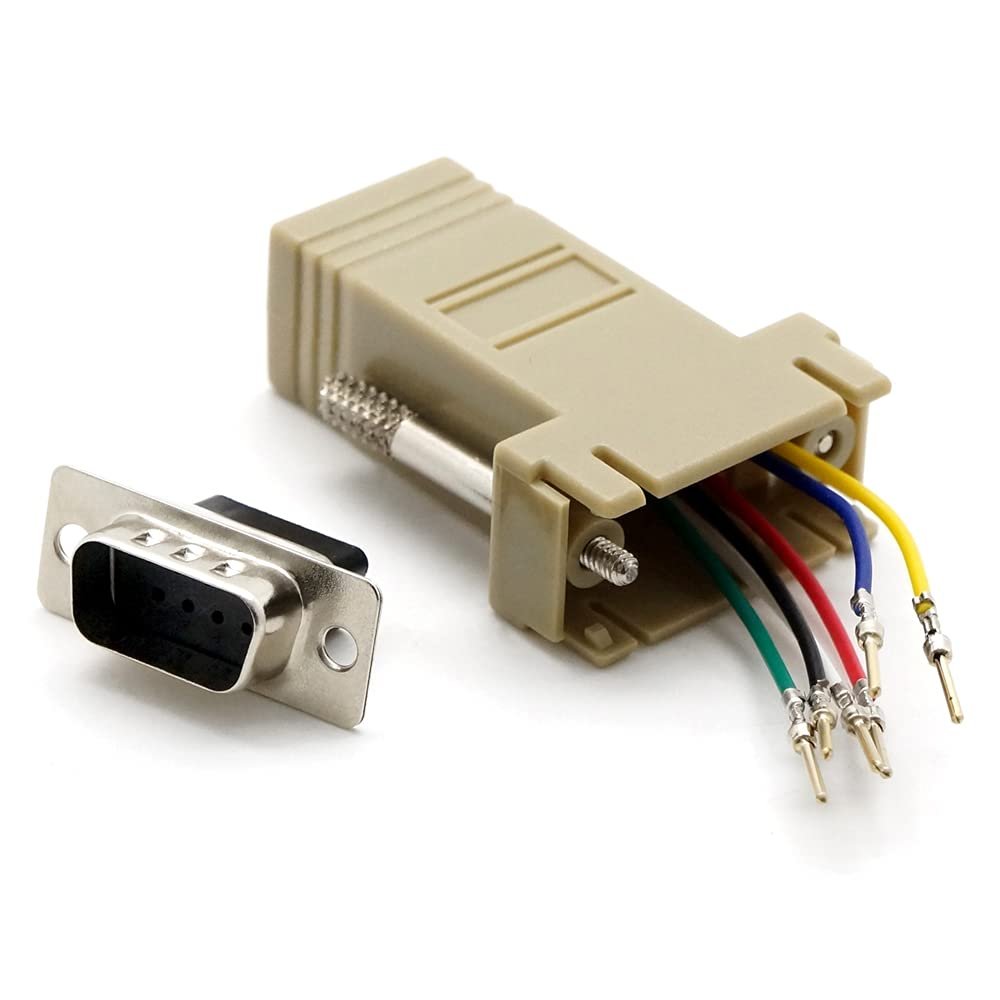 Cable Central LLC (10 Pack DB9-Male to RJ11/12 (6 Wire) Modular Adapter Ivory
