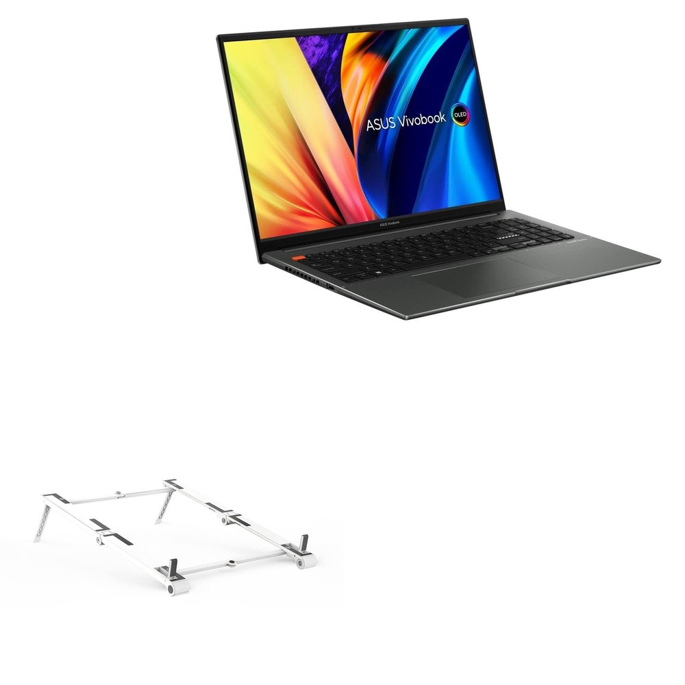 BoxWave Stand and Mount Compatible with ASUS VivoBook S 16X (S5602) - Pocket Aluminum Stand 3-in-1, Portable Multi Angle Viewing Riser - Metallic Silver