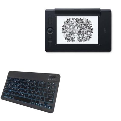 BoxWave Keyboard Compatible with Wacom Intuos Pro L Paper Edition (PTH-860P) - SlimKeys Bluetooth Keyboard - with Backlight, Portable Slim LED 7 Colors - Jet Black