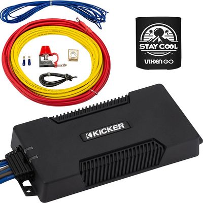 KICKER Amp and Wiring Kit Package of 2 Items 300W Mono PXA Series Marine Amplifier with 8AWG Power Wiring Kit - Boat Kit - 48PXA300.1 Amplifier & 47KMPK8 Wiring Kit