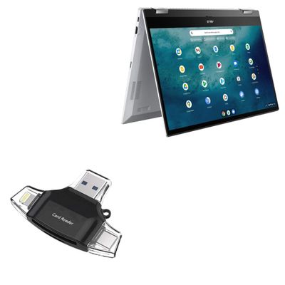 BoxWave Smart Gadget Compatible with ASUS Chromebook Flip (C536) - AllReader SD Card Reader, microSD Card Reader SD Compact USB - Jet Black