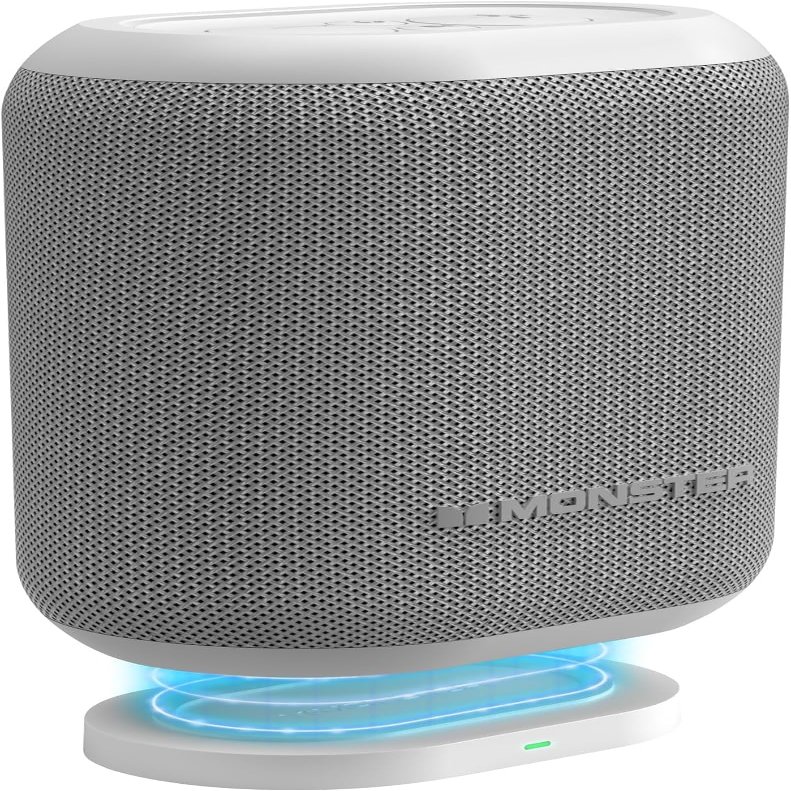 Monster DNA One Portable Bluetooth Speaker, Loud Portable Speaker with 360 Bass Sound and 10W Qi Certified Wireless Charging Pad, IP67 Waterproof- for Travel, Indoor and Outdoor Use