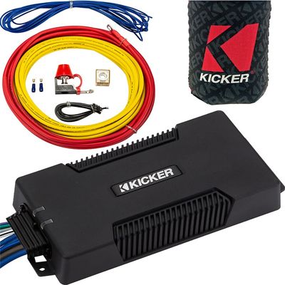 KICKER Amp and Wiring Kit Package of 2 Items 400W 4-Channel PXA Series Marine Amplifier with 8AWG Power Wiring Kit - Boat Kit - 48PXA400.4 Amplifier & 47KMPK8 Wiring Kit