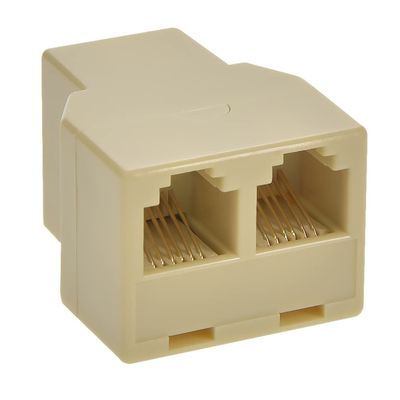 Cable Central LLC (50 Pack) RJ12 1Jack/2Jack T Adapter, Straight Beige