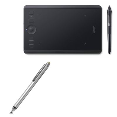 BoxWave Stylus Pen Compatible with Wacom Intuos Pro S (PTH-460) - DualTip Capacitive Stylus, Fiber Tip Disc Tip Capacitive Stylus Pen - Metallic Silver