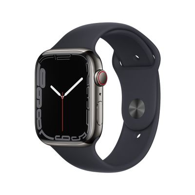 Apple Watch Series 7 (GPS + Cellular, 45MM) Graphite Stainless Steel Case with Midnight Sport Band (Renewed)