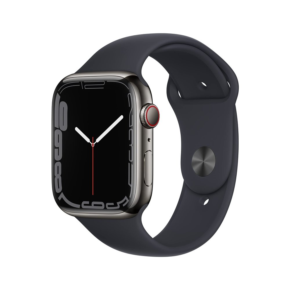 Apple Watch Series 7 (GPS + Cellular, 45MM) Graphite Stainless Steel Case with Midnight Sport Band (Renewed)