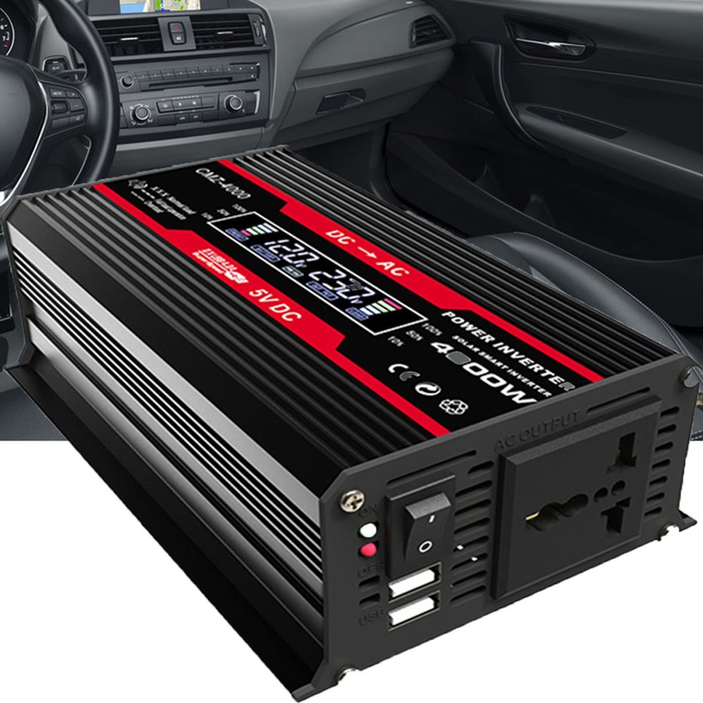 ROGHA 300W Power Inverter/Car Inverter Power Converter DC 12V to AC 110V 220V AC Charging Port and 2A USB Ports for Laptop, Smart Phone,Black-220V