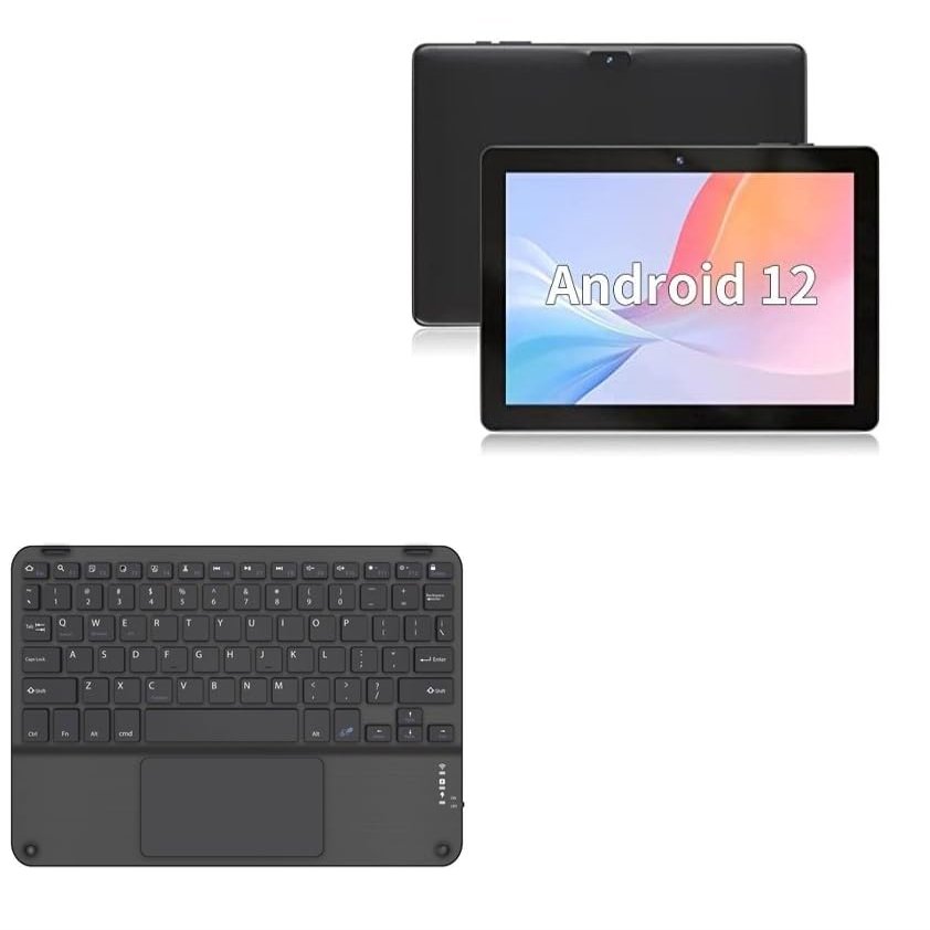 BoxWave Keyboard Compatible with SGIN Android 12 Tablet E10P (10 in) - SlimKeys Bluetooth Keyboard with Trackpad, Portable Slim TouchPad - Jet Black