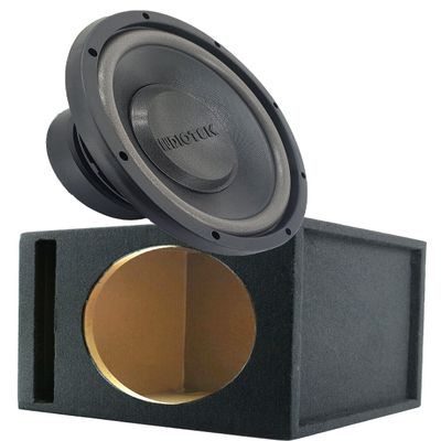 AUDIOTEK 1000w 10" Car Audio Subwoofer with DVC Power and 10" Vented Car Van Truck Subwoofer Box Enclosure