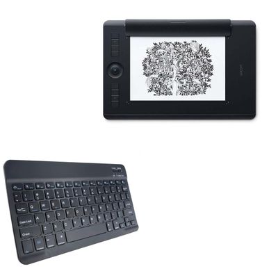 BoxWave Keyboard Compatible with Wacom Intuos Pro L Paper Edition (PTH-860P) - SlimKeys Bluetooth Keyboard, Portable Thin with Chiclet-Style Keys - Jet Black