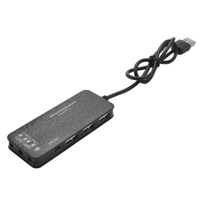 pizarra 3 Port USB 2.0 Hub External 7.1Ch Sound Card Headset Microphone Adapter for Pc Black