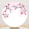 Leyiyi 3x3ft Romantic Cherry Blossoms Round Backdrop Cover Pink Blooming Floral Photography Background Valentine's Day Decoration Soft Pink Love Theme Wedding Party Birthday Photo Booth Props view 1