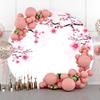 Leyiyi 3x3ft Romantic Cherry Blossoms Round Backdrop Cover Pink Blooming Floral Photography Background Valentine's Day Decoration Soft Pink Love Theme Wedding Party Birthday Photo Booth Props view 3