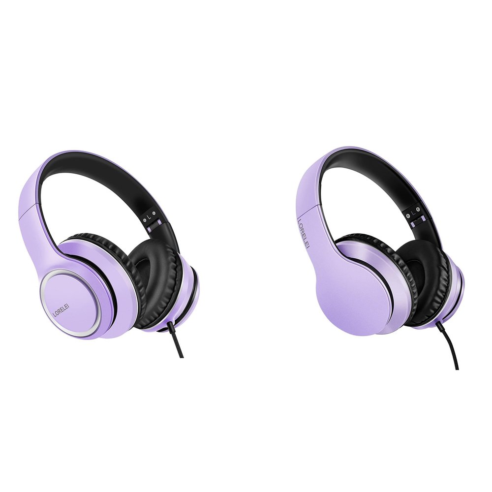 LORELEI X8 Wired Over Ear Headphones (Dark Purple) & X6 Wired Over Ear HeadphonesPurple-Black