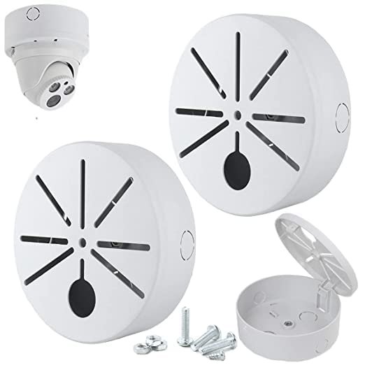 Puyreeinn 2 Pack Universal Bullet Security Mount Box, Dome Camera Junction Box, Bracket Hide Cable, ABC Plastic Enclosure Outdoor Camera Cover, Base Junction Box