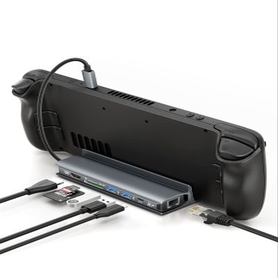 CableCreation Multiport USB C Dock and Stand Compatible with Steam Deck, 7 in 1 USB C Adapter with HDMI, Charging, Ethernet, USB 3.0 Ports, SD/TF Cards Reader, for ROG Ally, iPad, Steam Deck