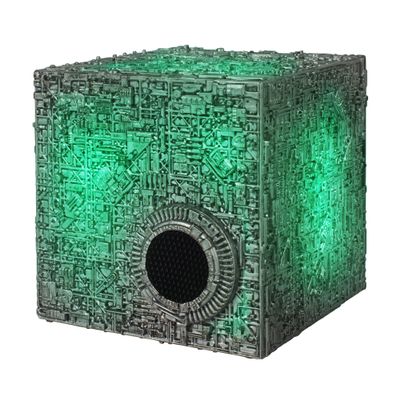 Star Trek Borg Cube Bluetooth Speaker with Green Illumination, Sound Effects & Borg Quotes Memorabilia, Gifts, Gadgets, Collectibles for Star Trek Fans