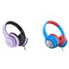 LORELEI X8 Wired Over Ear Headphones (Dark Purple) & E7 Kids Wired On Ear HeadphonesBlue&Red view 1