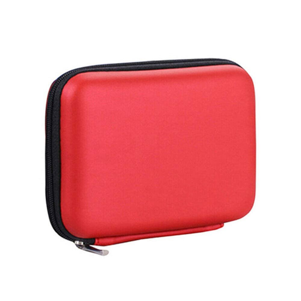 External Hard Drive Carry Case for 2.5 Inch Shockproof Portable Cover Pouch Hard Disk Drive Protect Bag Travel Bag USB HDD EVA Portable Storage Cable Case (red)