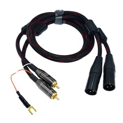 2ft Ultra Low Noise Double Audio 2 RCA to 2 xlr male Cable balance Ground Wire of turntable Independent Shielded Signal Line Preamp LP Vinyl Record Player Amplifier Chassis Gold Plated Connector