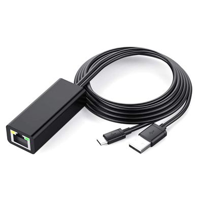 Lyzeous Ethernet Adapter with Power Cable for TV Stick (2Nd Gen), 4K Stick,TV Square, USB to RJ45 Wired LAN Adapter,Black